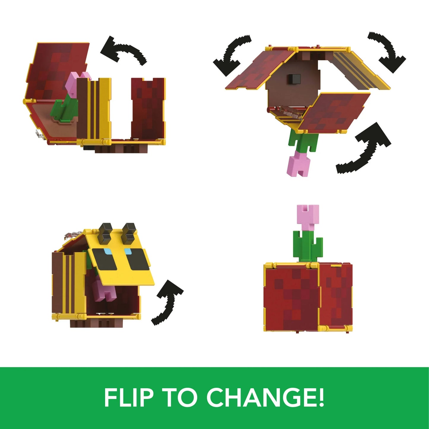 Minecraft Flippin’ Figs Figures Collection, 2-in-1 Fidget Play - Bee