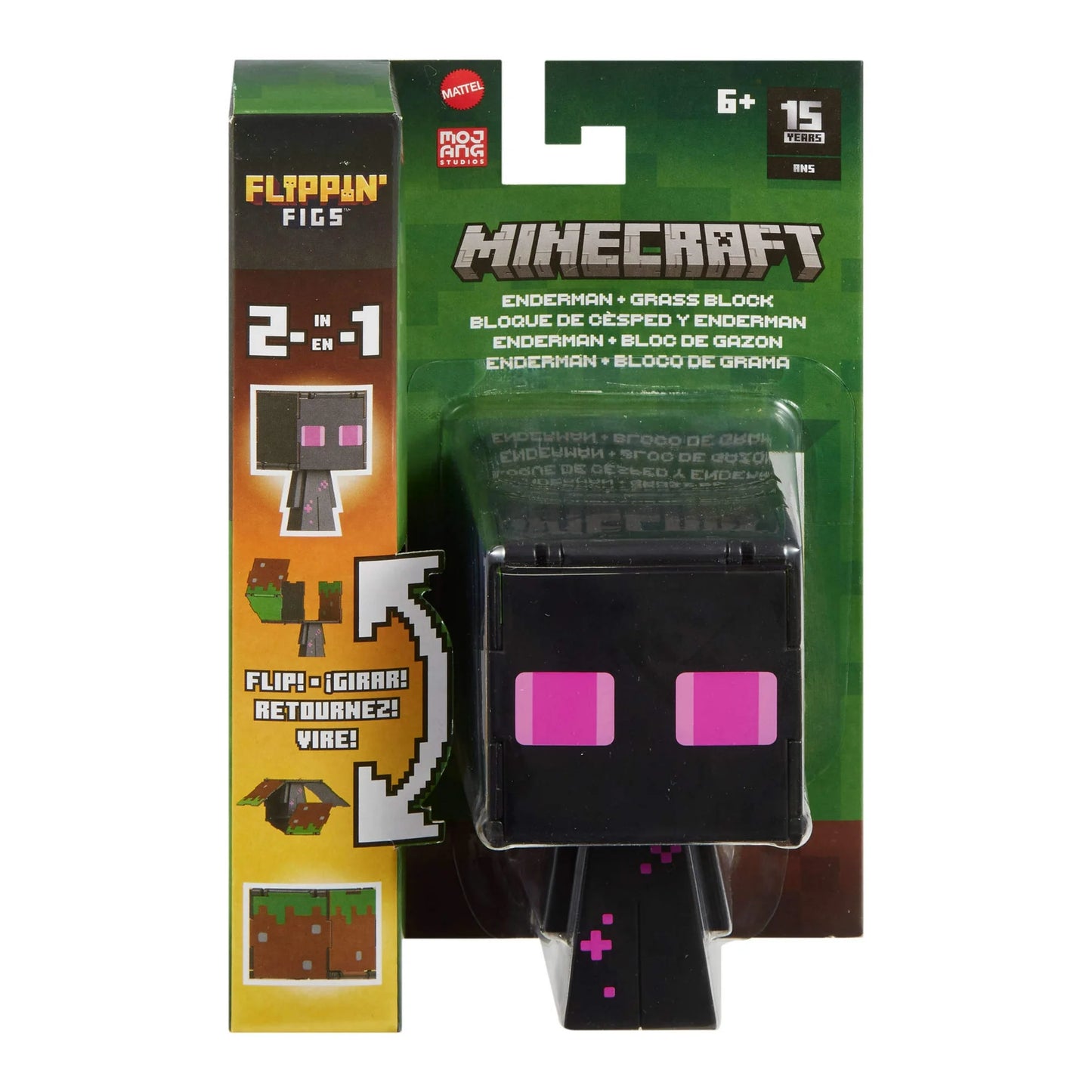 Minecraft Flippin’ Figs Figures Collection, 2-in-1 Fidget Play - Enderman