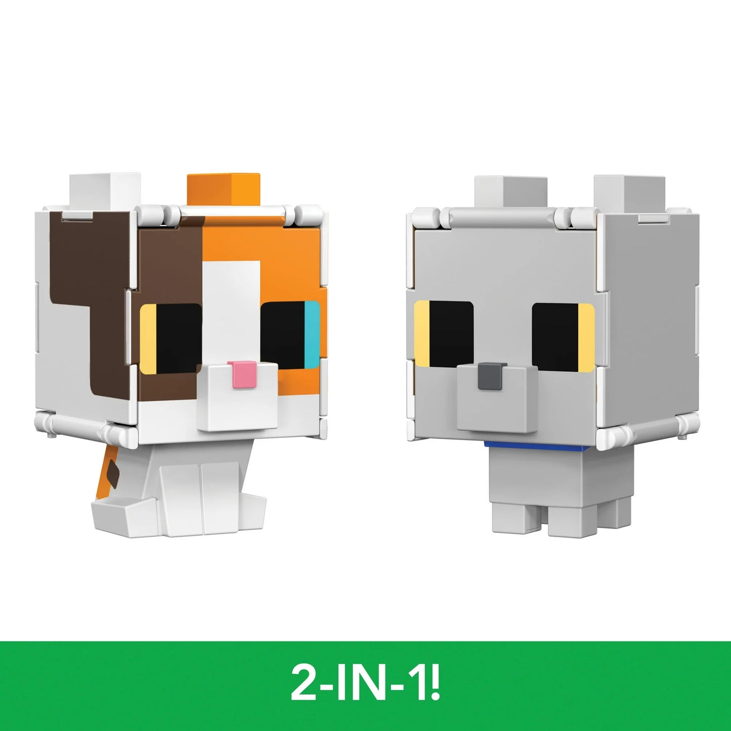 Minecraft Flippin’ Figs Figures Collection, 2-in-1 Fidget Play - Calico cat